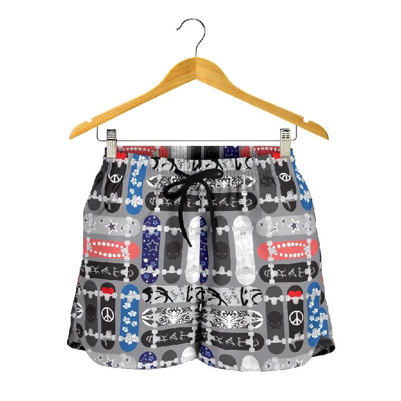 Skate Board Pattern Print Design 04 Women Shorts