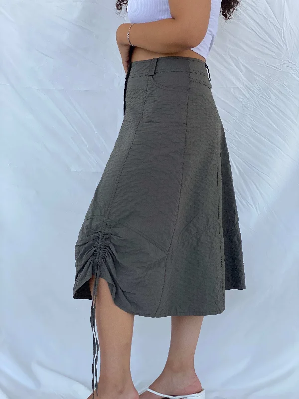 Vintage 90s Gelco Olive Green Midi Skirt - L