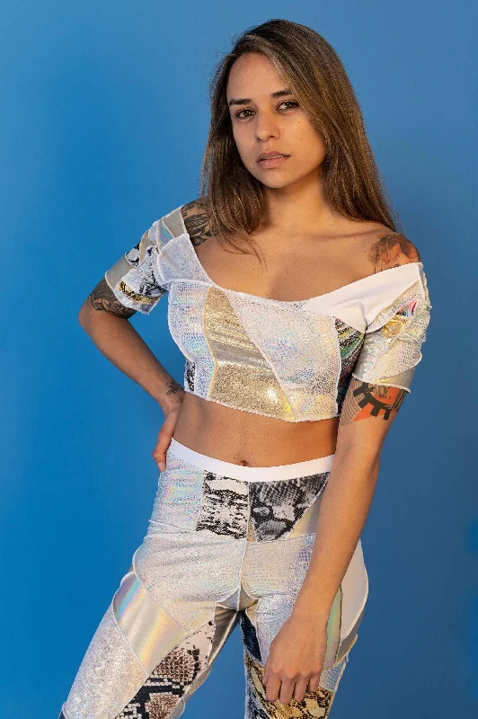 ZERO WASTE Patchwork Crop Top Short Sleeved