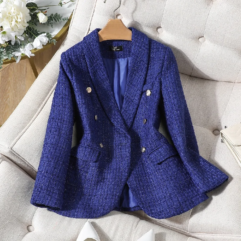 Royal Blue Plaid Blazer