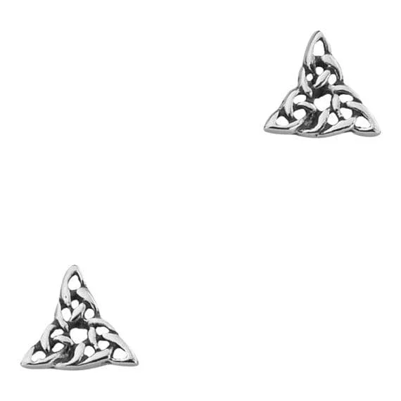 Celtic Silver Stud Earrings Triangle Knot