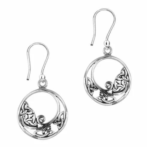 Celtic Trinity Knots Silver Round Drop Earrings Carol