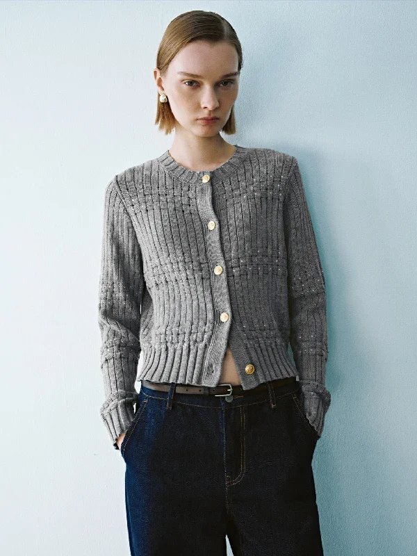 Crew Neck Knitted Cardigan