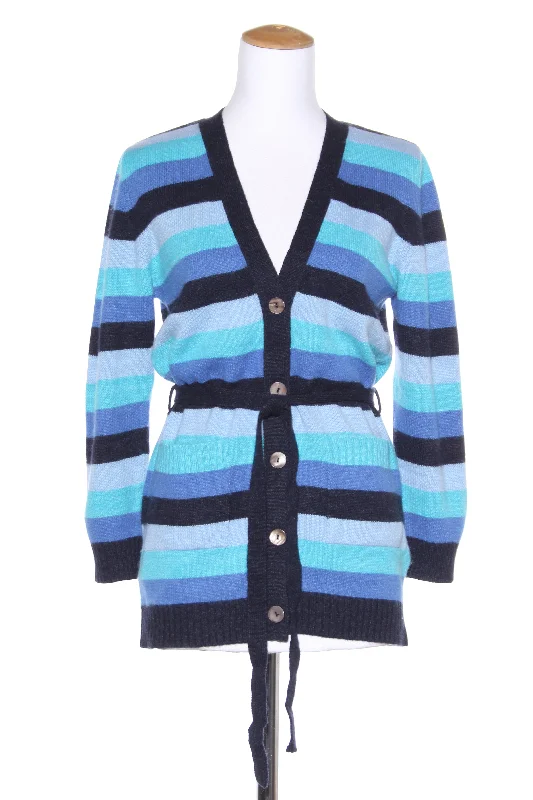 EVSEG - Belted stripe cashmere cardi! 12