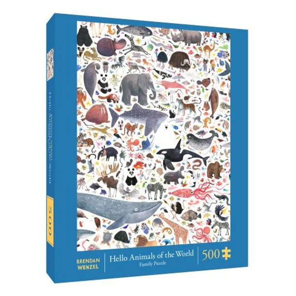 Hello Animals of the World 500 Piece Family Jigsaw Puzzle