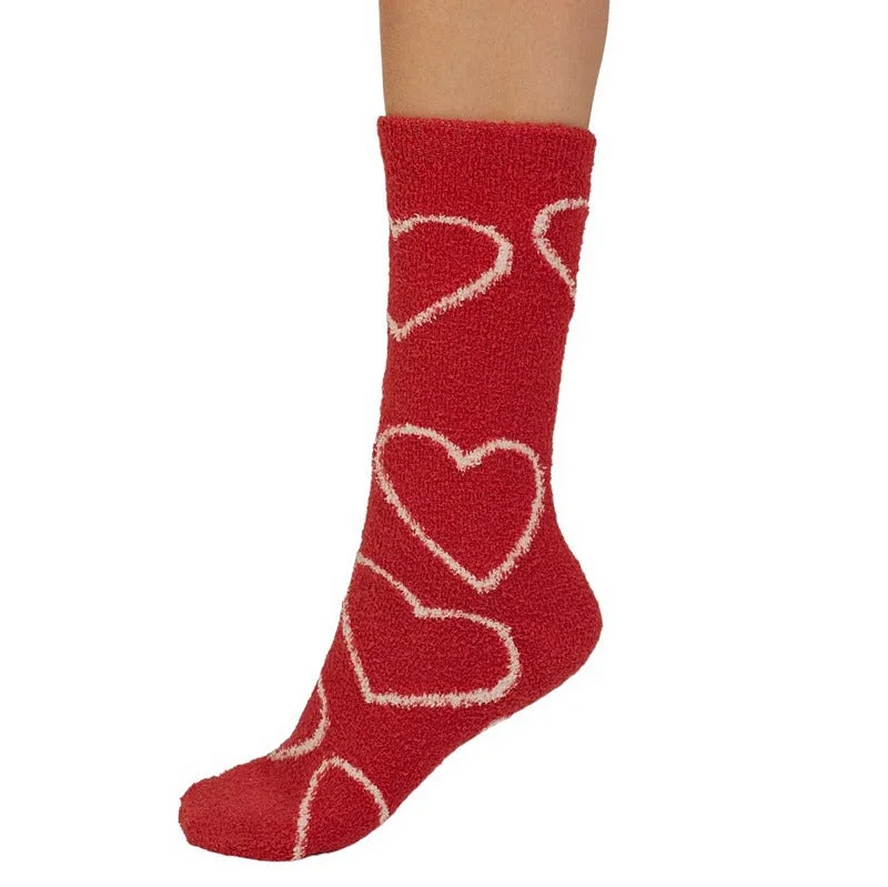 Marjorie Fluffy Bed Socks Poppy Red 4-7