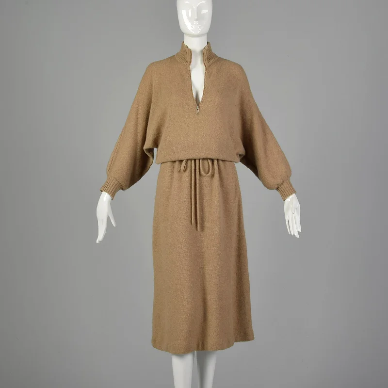 Medium Diane Von Furstenberg 1970s Tan Sweater Dress