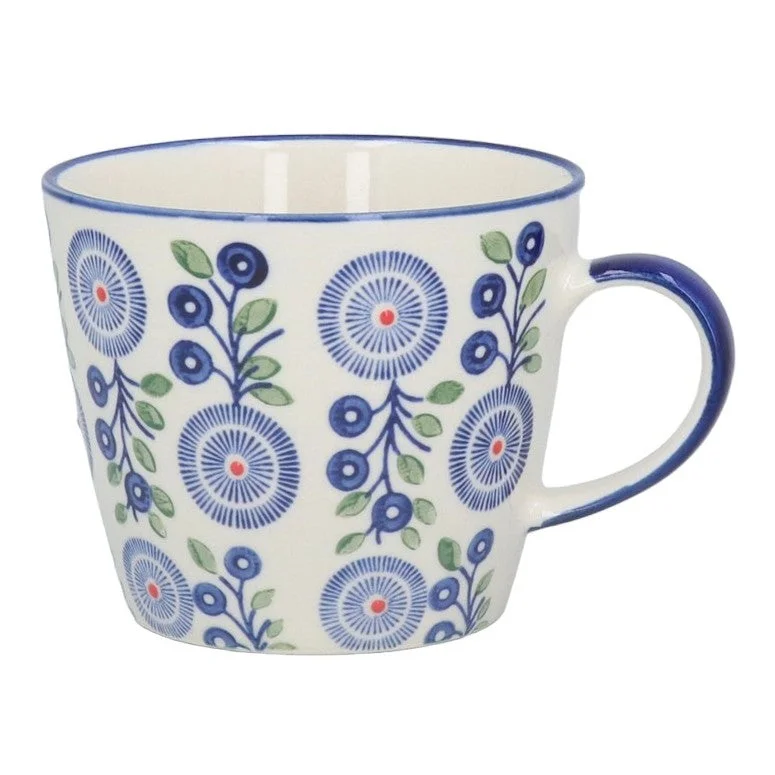 Navy Bellis Daisy Stoneware Mug