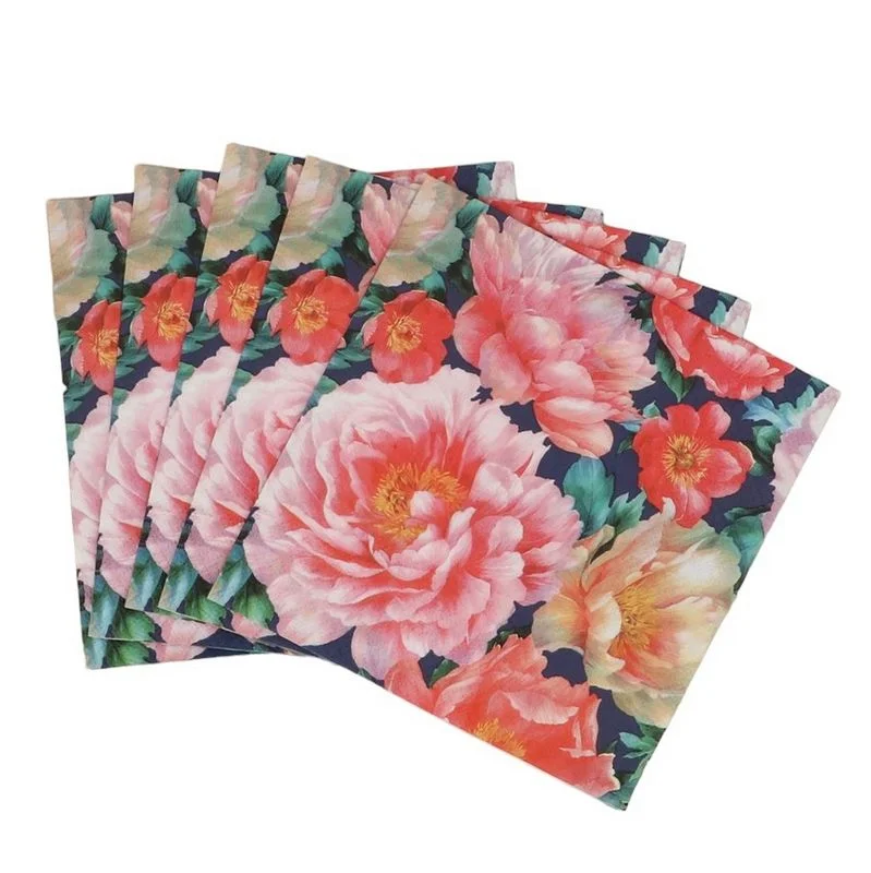 Paper Napkins Midnight Peonies Pack of 20