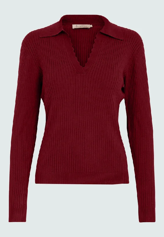 PCBandy V-Neck Long Sleeve Pullover - Karanda Red