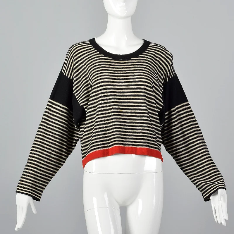 Small Sonia Rykiel 1990s Oversized Black and White Striped Sweater