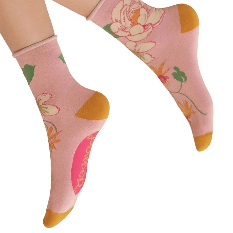 Tropical Flora Ankle Socks Petal