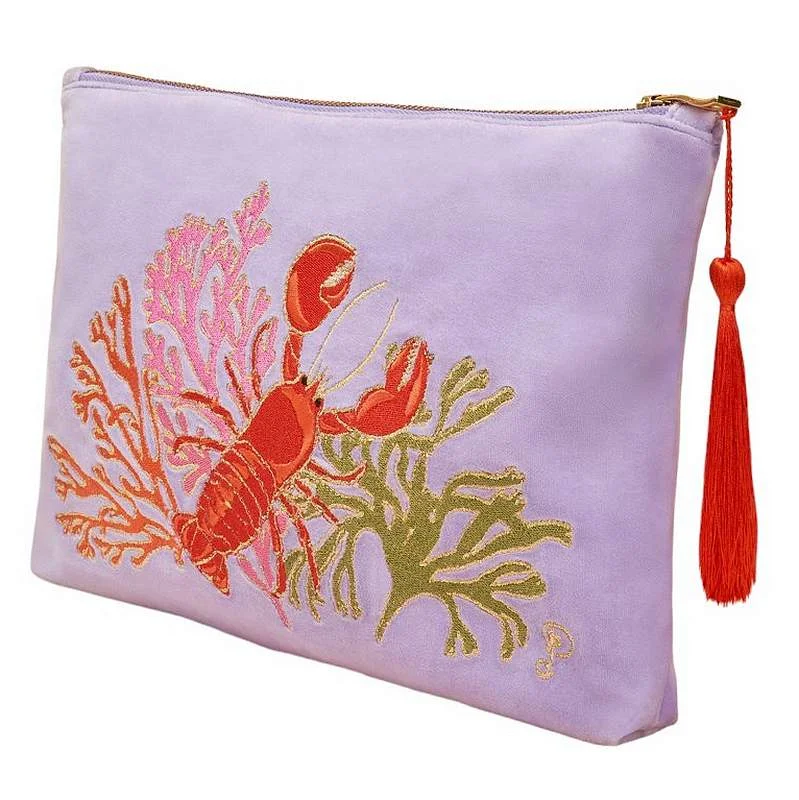 Velvet Zip Pouch Lobster Buddies Lavender