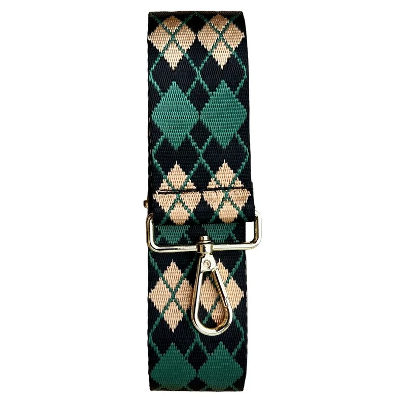 Wide Bag Strap Argyle Dark Green