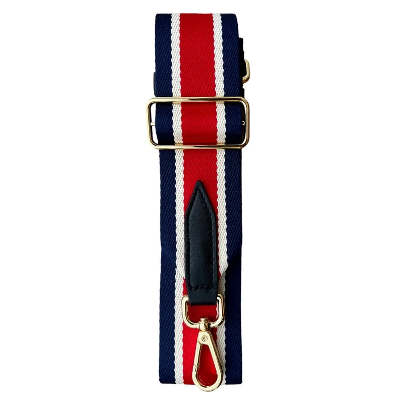 Wide Bag Strap Red White and Blue Stripes